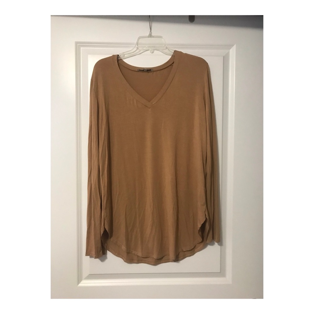 Tan V Neck Blouse